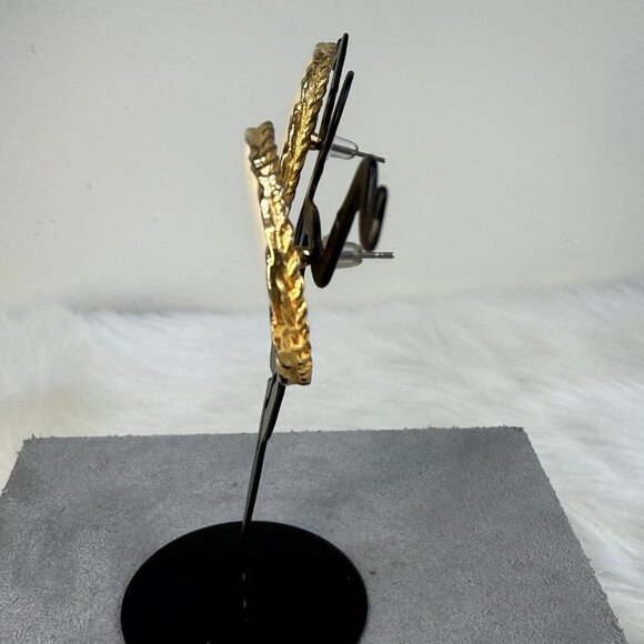 Vintage Cream Enamel Gold Tone Round Pierced Earrings 1" - Picture 4 of 5